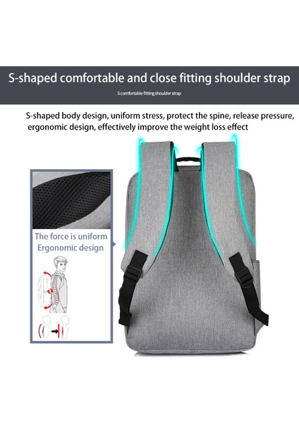 Erkek Iş Çok Fonksiyonlu Bilgisayar Çantası USB Basit Sırt Çantası Özel Sırt Çantası Seyahat Okul Çantası Gri (Yurt Dışından) indirimleri