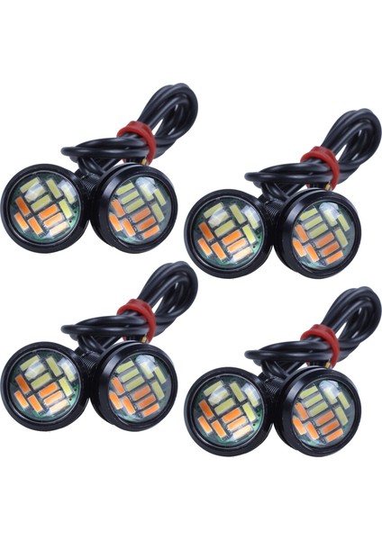 8 Adet 12V 23MM Çift Renkli Switchback 4014 12 LED Drl Kartal Göz Gündüz Işığı (Yurt Dışından)