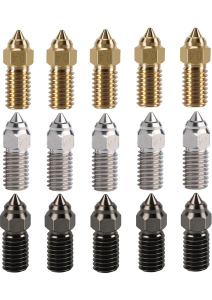 Neptune 4 Serisi Için 15 Adet Nozullar Kiti, 3D Yazıcı Parçaları Sertleştirilmiş/paslanmaz Çelik/pirinç 0.4mm Nozullar Kiti (Yurt Dışından)