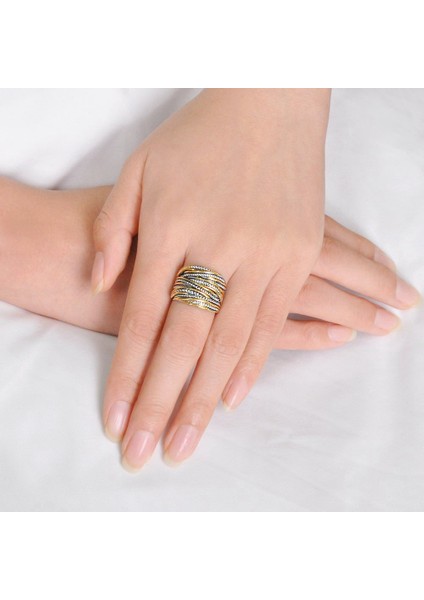 Geometrik Yüzük Iç Içe Geçit Bildirimi Yüzük Moda Tıknaz Band Yüzükler Kadın Erkek 16MM Geniş Aşk Takı Yüzükler Iki Tonlu 6 (Yurt Dışından) indirimleri