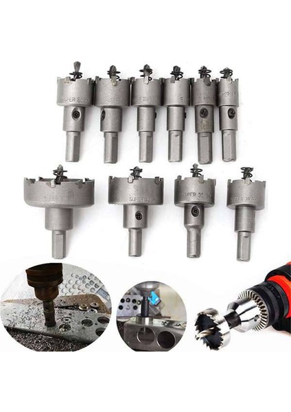 Alaşımlı Paslanmaz Çelik Delik Testere Seti 10 Parça Yüksek Hızlı Çelik Delik Matkap Uçları Seti (16/18/20/22/25/26/28/30/40/50)Mm (Yurt Dışından) modelleri