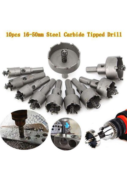 Alaşımlı Paslanmaz Çelik Delik Testere Seti 10 Parça Yüksek Hızlı Çelik Delik Matkap Uçları Seti (16/18/20/22/25/26/28/30/40/50)Mm (Yurt Dışından) indirimleri