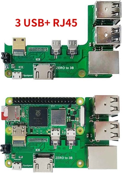 Zero 2W - 3b Arayüz Adaptörü Zero - Pi3 Genişletme Kartı ile Uyumlu Zero Pi0 USB Hub RJ45 (3usb) (Yurt Dışından)