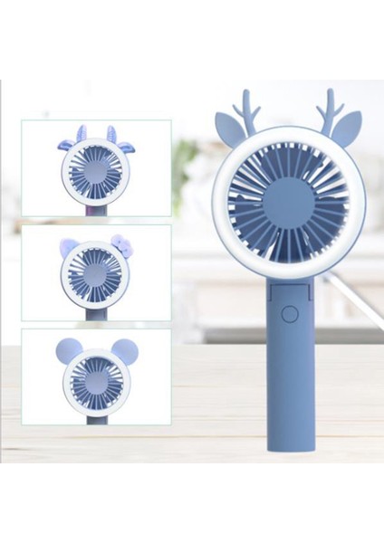 Şarj Edilebilir Fan Hava Soğutucu Kumandalı El Tipi USB Düz Renk Taşınabilir Masaüstü Ev Ofis Fanı, Mavi (Yurt Dışından)