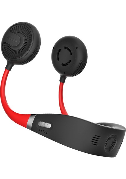 Bladeless Boyun Fanı, 360° Soğutma Eller Serbest Spor 3000MAH USB Şarj Edilebilir Mini Kişisel Hava Soğutucu-Siyah&kırmızı (Yurt Dışından)