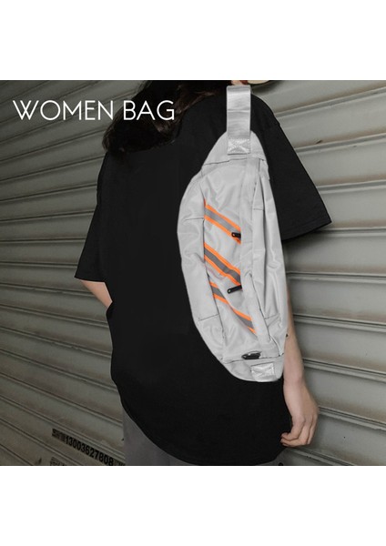 Göğüs Çantası Erkek Omuz Çantası Su Geçirmez Bel Çantası Erkek Yansıtıcı Şerit Fanny Paketleri Hip-Hop Erkekler Bel Paketi Beyaz (Yurt Dışından) fiyatları