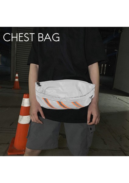 Göğüs Çantası Erkek Omuz Çantası Su Geçirmez Bel Çantası Erkek Yansıtıcı Şerit Fanny Paketleri Hip-Hop Erkekler Bel Paketi Beyaz (Yurt Dışından) modelleri