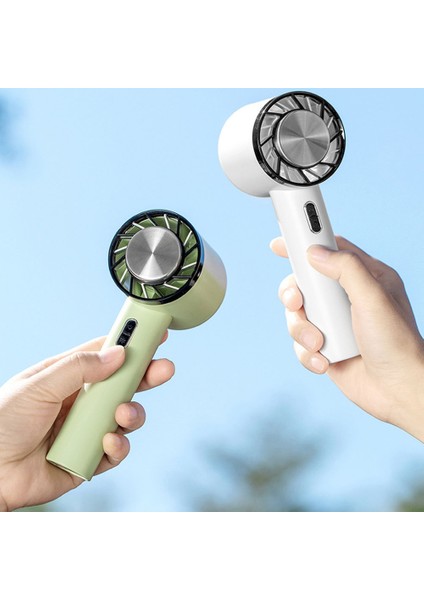 Mini USB Fan Açık Taşınabilir Klima 2200 Mah Pil Kablosuz Şarj Edilebilir Soğuk Kompres El Beyaz (Yurt Dışından)