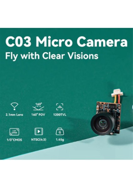 C03 Fpv Mini Kamera 2.1mm Lens 1/3 Inç Cmos Sensör 160°FOV Takım Elbise M03 ile Uyumlu 5.8g Vtx Fpv Quadcopters ile Uyumlu (Yurt Dışından)