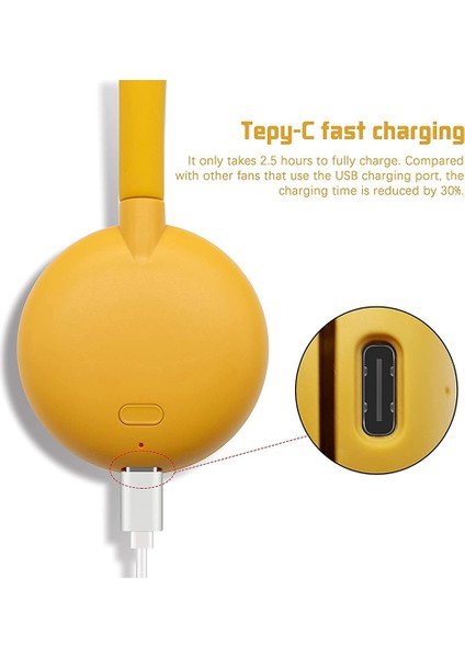 Boyun Fanı, Taşınabilir Asma Fanı Şarj Edilebilir, Kişisel Soğutma ve Şık Kulaklık Tasarımı Sarı (Yurt Dışından)