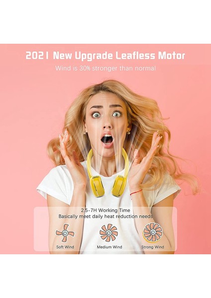 Boyun Fanı, Taşınabilir Asma Fanı Şarj Edilebilir, Kişisel Soğutma ve Şık Kulaklık Tasarımı Sarı (Yurt Dışından) indirimleri