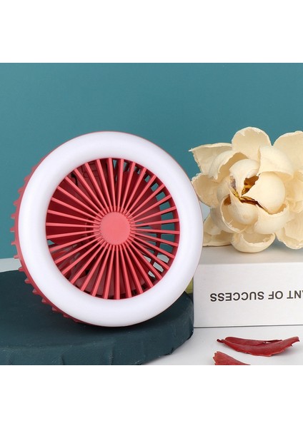USB Masaüstü Katlanabilir Fan, 3 Hızlı Kişisel Küçük Masa, Sessiz Yumuşak Gece Işığı Ev Ofis Araba Açık Kamp Gezisi Için Uygun (Kırmızı) (Yurt Dışından)