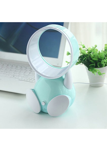 5V Bladeless Fan Masaüstü USB Mini Fanlar Karikatür Değerli Taşınabilir Küçük Elektrikli Ofis Aile Masası Fanı, Mavi (Yurt Dışından)
