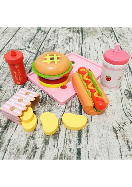 Mutfak Ahşap Simülasyon Çilek Hamburger Oyuncak Seti Mutfak Gıda Taklit Oyun Seti - Patates Kızartması (Yurt Dışından) modelleri
