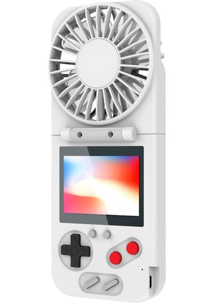 Taşınabilir Fan, Şarj Edilebilir Pil 800 Mah Katlanır USB Fan 500 Oyunlu El Tipi Retro Oyun Konsolu (Beyaz) (Yurt Dışından)
