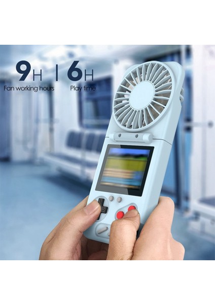 Taşınabilir Fan, Şarj Edilebilir Pil 800 Mah Katlanır USB Fan 500 Oyunlu El Tipi Retro Oyun Konsolu (Beyaz) (Yurt Dışından)
