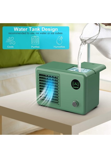 Kişisel Hava Soğutucu, Taşınabilir Klima, Araba Için Şarj Edilebilir Mini Klima Fanı, Masaüstü, Ofis Yeşil (Yurt Dışından)