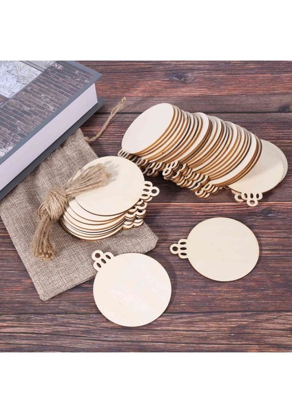 100 Adet Dıy Zanaat Ahşap Yuvarlak Biblo ile 50 Adet Sicim Boya, Bitmemiş Noel Askı Süsleri Doğal (Yurt Dışından) modelleri