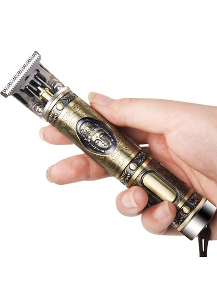 Retro Bronz Alaşım Kişiselleştirin Kuaför Saç Kesme Makinesi Profesyonel Berber Erkekler Saç Düzeltici Şarj Edilebilir Kesme Makinesi (Yurt Dışından)