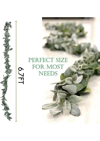 2x 6,7 Ft Kuzu Kulak Çelenk Yapay - Etli Çelenk - Sonbahar Okaliptüs Çelenk - Yaprak Manto Çelenk (Yurt Dışından)