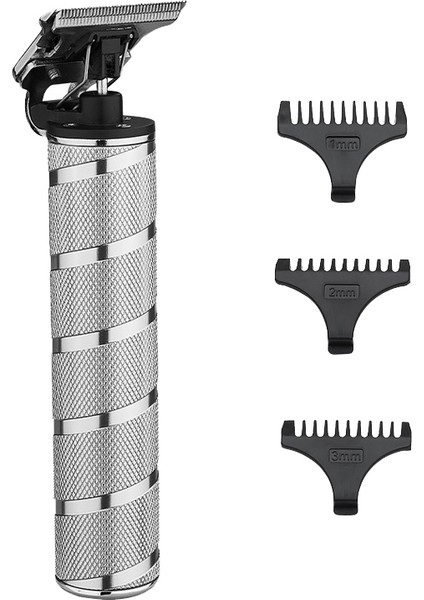 Elektrikli Pro Li Outliner Clippers Berber Şarj Edilebilir Akülü Kesme T-Blade Giyotin Saç Kesme Makineleri (Gümüş Rengi) (Yurt Dışından)