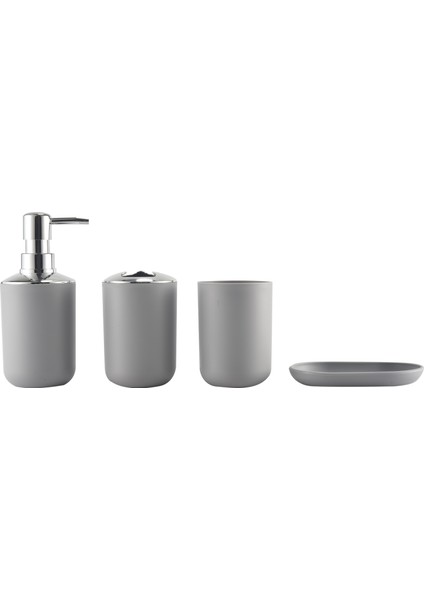 4 Parça Plastik Banyo Aksesuar Seti, Banyo Tuvalet Fırçası Aksesuarları Diş Fırçası Tutuculu Set, Diş Fırçası Bardağı (Gri) (Yurt Dışından)