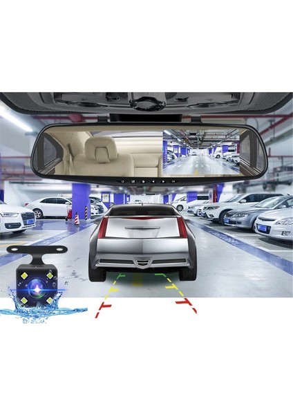 Dashcam Beyaz Ayna Dvr 4.3 Inç Araç Kamerası Fhd 1080P Otomatik Kayıt Kuruluşu Desteği Dikiz Kamera Video Kaydedici (Yurt Dışından)