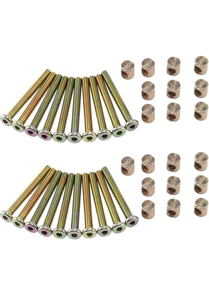 2x Altıgen Soket Başlı Başlık Vidası Mobilya Cıvatası Dişli M 6X55 mm Varil Somunlar Çapraz Dübel Oluklu Mobilya Somunu (Yurt Dışından)