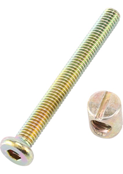 2x Altıgen Soket Başlı Başlık Vidası Mobilya Cıvatası Dişli M 6X55 mm Varil Somunlar Çapraz Dübel Oluklu Mobilya Somunu (Yurt Dışından)