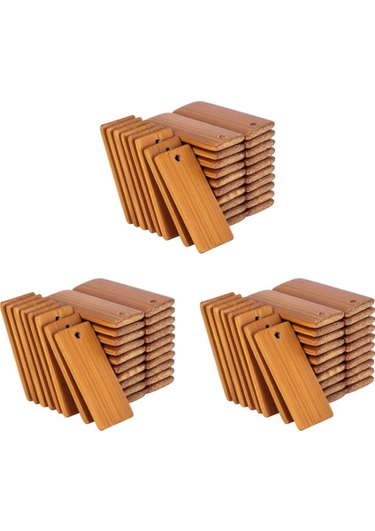 300 Adet 45X20MM Dikdörtgen Ahşap Etiketler Anahtarlık Yüzükler, Bambu Bitmemiş Ahşap Anahtarlık Etiketi (Yurt Dışından)