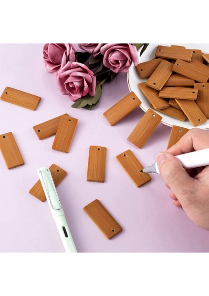 300 Adet 45X20MM Dikdörtgen Ahşap Etiketler Anahtarlık Yüzükler, Bambu Bitmemiş Ahşap Anahtarlık Etiketi (Yurt Dışından) modelleri