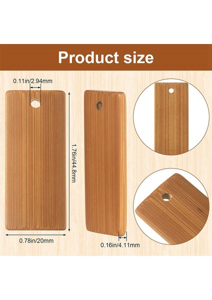 300 Adet 45X20MM Dikdörtgen Ahşap Etiketler Anahtarlık Yüzükler, Bambu Bitmemiş Ahşap Anahtarlık Etiketi (Yurt Dışından) fırsatları