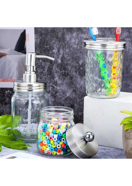 5 Adet Retro Kavanoz Kapak Seti Diş Fırçası Tutucu Kapakları Kavanoz Sabun ve Losyon Dispenseri Kapakları ve Depolama Kapakları (Yurt Dışından)