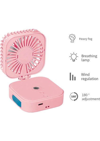 USB Şarj Edilebilir Katlanabilir Seyahat Pembe ile Taşınabilir Misting Fan Kablosuz Serin Sis Nemlendiriciler (Yurt Dışından)