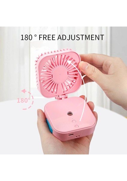 USB Şarj Edilebilir Katlanabilir Seyahat Pembe ile Taşınabilir Misting Fan Kablosuz Serin Sis Nemlendiriciler (Yurt Dışından)
