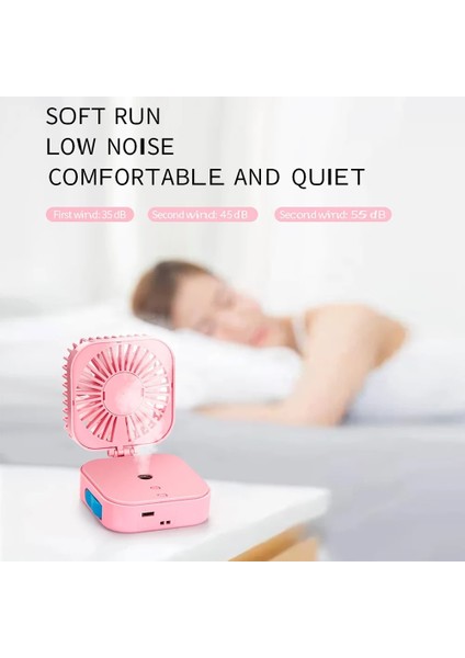 USB Şarj Edilebilir Katlanabilir Seyahat Pembe ile Taşınabilir Misting Fan Kablosuz Serin Sis Nemlendiriciler (Yurt Dışından)