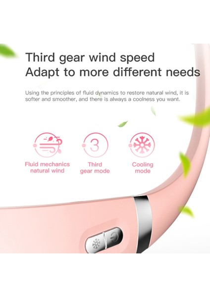 Taşınabilir Boyun Fanı Boyun Bandı USB Şarj Edilebilir Dış Mekan Seyahatleri Için Mükemmel Ofis Hava Soğutucu Klima Fan-Pembe (Yurt Dışından)