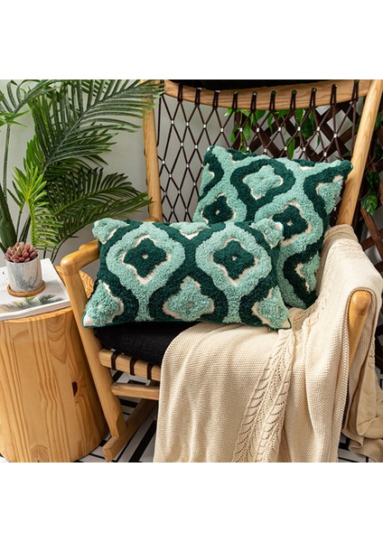 Püsküllü Dekoratif Minder Örtüsü 30X50 cm Yeşil Kanepe Yastık Kılıfı Oturma Odası Yatak Için El Yapımı Ev Dekor -2 (Yurt Dışından)