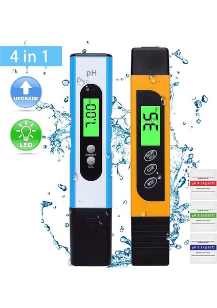 4 In 1 Ph Ölçer Tds Metre Dijital Su Kalitesi Tds Metre Tds Ph Ec Sıcaklık Havuz Akvaryum Içme Suyu (Yurt Dışından)