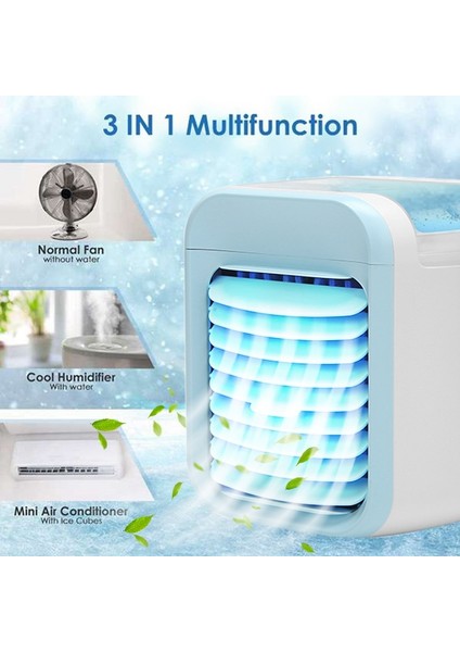 Taşınabilir Klima, USB Şarj Edilebilir Evaporatif Klima Soğutucusu, 3 Hız 7 Renk (Sarı) (Yurt Dışından)