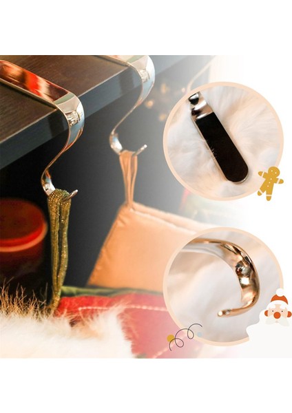 Noel Çorap Sahipleri Noel Şömine Askı Kancaları Tatil Şömine Çelenk Klipleri Metal Sapları 4'lü Set (Altın) (Yurt Dışından)