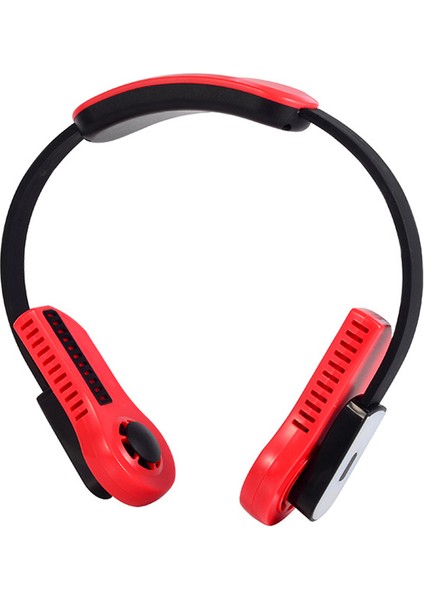 Bladeless Giyilebilir Boyun Fanı, 360 Derece Soğutma Eller Serbest Spor USB Mini Kişisel Fan, Renkli Işıklar - Kırmızı (Yurt Dışından)