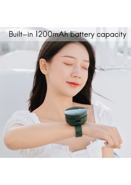Bilek Fanı Mini Taşınabilir Şarj Edilebilir 1200 Mah Pil, Makyaj Aynası ile Yapraksız Saat Pembe (Yurt Dışından) modelleri