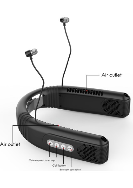 Soğutma Tembel Kablosuz Asılı Boyun Fanı Bluetooth Kulaklık ile Çıkarılabilir Açık Sessiz Küçük Klima Fanı, Beyaz (Yurt Dışından)