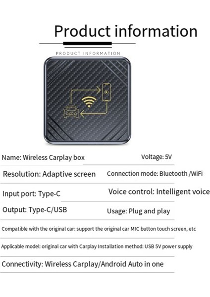 2'si 1 Arada Kablosuz Carplay Android Adaptörü Araç Adaptörü Kablosuz Adaptör Sorunsuz Bir Şekilde Kablolu Android Auto'yu Kablosuz A'ya Dönüştürün (Yurt Dışından)