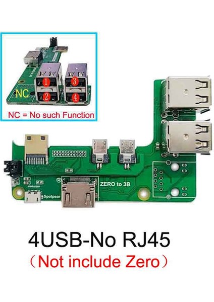 Zero 2W - 3b Arayüz Adaptörü Zero - Pi3 Genişletme Kartı + USB Kablosu Pi0 4usb Hub Hat ile Uyumlu (Yurt Dışından)