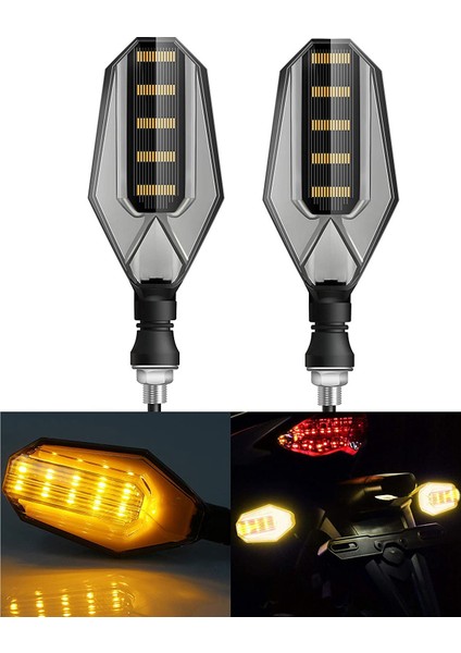 1pair 30LEDS 12V Motosiklet Dönüş Sinyali Su Geçirmez Yanıp Sönen Ön Arka Göstergeler (Amber) (Yurt Dışından)
