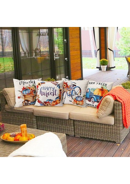 Güz Yastık Kapakları 18X18 4 Set Güz Dekor Sgiving Çiftlik Evi Sonbahar Atmak Yastık Kılıfı Yastık Kılıfı Ev Dekor Için (Yurt Dışından) modelleri