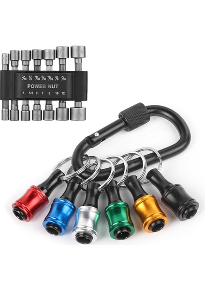 14 Adet Güç Somun Sürücü Matkap Ucu Alet Takımı Metrik Lokma Anahtar Vida 1/4 Inç Sürücü Altıgen Anahtarlar ve 6 Adet 1/4 Inç Altıgen (Yurt Dışından)