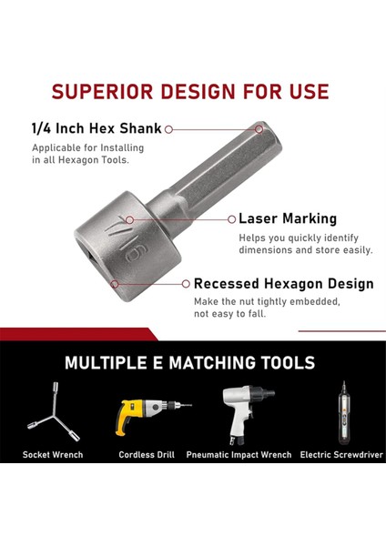 14 Adet Güç Somun Sürücü Matkap Ucu Alet Takımı Metrik Lokma Anahtar Vida 1/4 Inç Sürücü Altıgen Anahtarlar ve 6 Adet 1/4 Inç Altıgen (Yurt Dışından) indirimleri